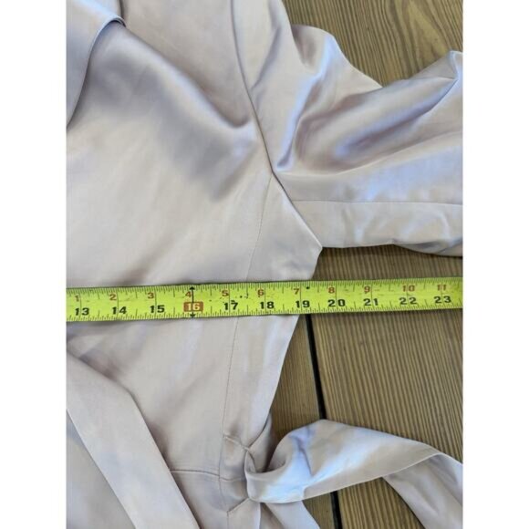 NEW EXPRESS SATIN TIE FRONT BLAZER L Mauve Dusty Pink - Picture 7 of 8